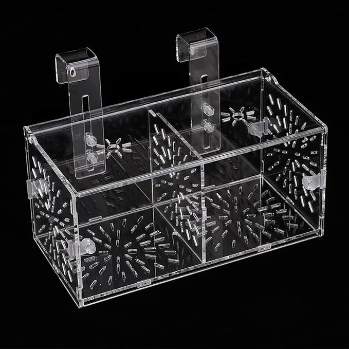 Acrylic Transparent Fish Tank Breeding Isolation Box, Aquarium Hatchery Incubator Holder with Suction Cup and Hook for Freshwater Tropical Fish Fry Rearing (20CM*10CM*10CM)