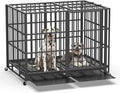 60 Inch Heavy Duty Dog Crate, Indestructible Escape-Proof Dog Kennel for High Anxiety Large Dogs, Strong Metal Pet Cage with Double Doors, Lockable Wheels & Removable Tray, XL XXL XXXL