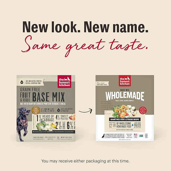 The Honest Kitchen Human Grade Wholemade™ Dehydrated Grain Free Fruit & Veggie Base Mix Dog Food (Just Add Protein), 7 lb Box (Pack of 2)