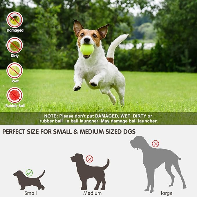 SOCO Automatic Ball Launcher for Dogs, USB Rechargeable with 3 Distances (10/20/30 ft), Safety LED Indicator, Include 6 Tennis Balls, Indoor/Outdoor Fetch Toy for Small/Medium Dogs