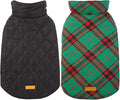 Kuoser Warm Dog Coat, Waterproof Dog Coats for X-Small Dogs, Adjustable Durable Doggie Winter Jacket Reversible Cozy Puppy Cold Weather Apparel from Small to Large Breed, Christmas Green XS