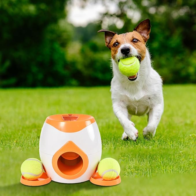 Automatic Ball Launcher for Dogs, Tennis Balls Launchers for Dogs, Interactive Dog Toys Tennis Balls Launcher for Small Dogs, Dog Fetch Ball Thrower for Indoor/Outdoor Playing (A)