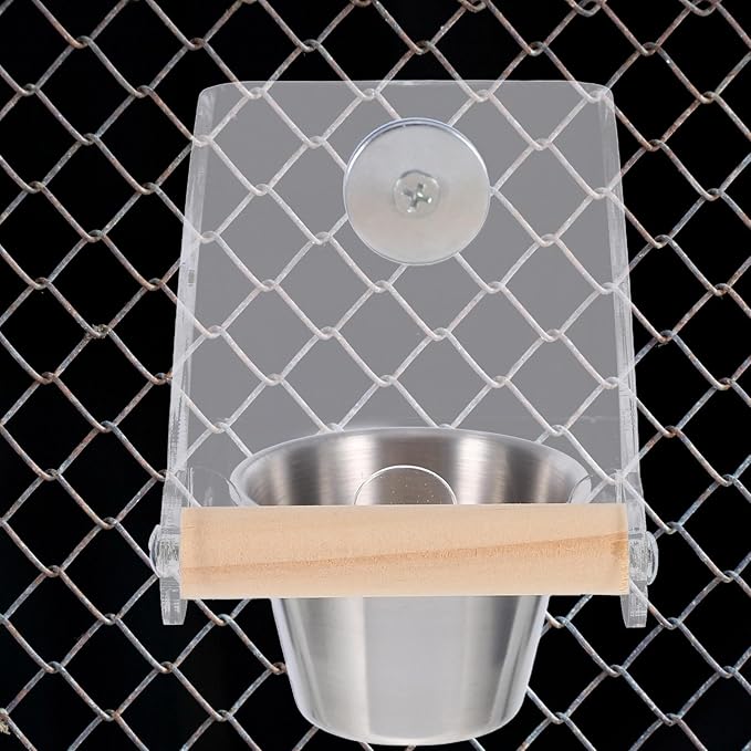 Toyvian Automatic Bird Feeder No-Spill Parrot Feeder Cup Small Size Bird Food Container for Cage Feeding Parakeet Dispenser and Watering Supplies