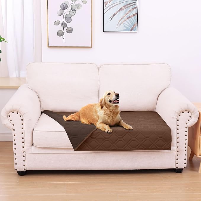 hyha Waterproof Dog Bed Blanket, Soft Pet Blankets, Waterproof Couch Cover for Dogs, Reversible Sofa Covers Washable for Furniture (30x53 Inch, Brown/Chocolate)