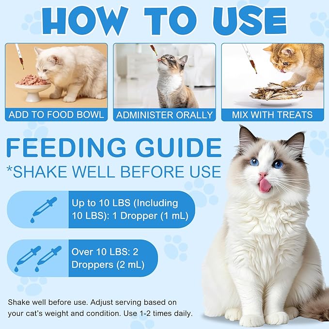 ALIVO L-Lysine for Cats, Immune Support Drops for Feline Respiratory Health, Sneezing & Runny Nose - Chicken Flavor Liquid Supplement for Eye Function & Cat Cold Relief, 60mL x 2