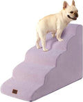 EHEYCIGA Curved Dog Stairs Ramp for High Beds 22.6" H, 5-Step Dog Steps for Small Dogs and Cats, Pet Stairs for High Bed Climbing, Non-Slip Balanced Pet Step Indoor, Lilac