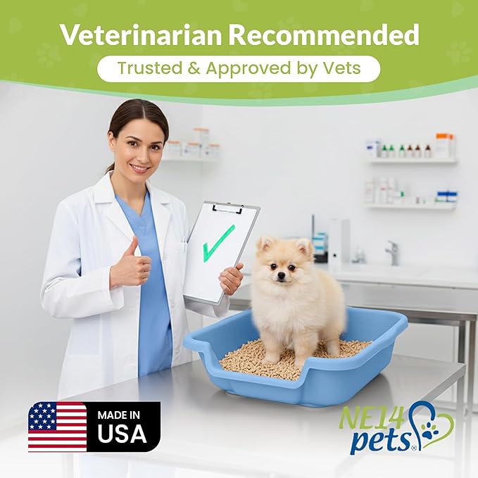 Dog Litter Box, Blue Color, Small Size, Durable & Pet Safe Puppy Litter Box, Indoor Open Top Entry Dog Litter Pan, Comfortable for Dogs, Great for Small Dogs up to 6 lbs