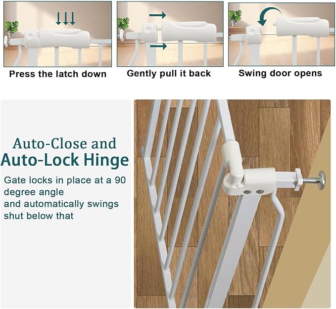 Extra Wide Baby Gate Tension Indoor Safety Gates White Metal Large Pressure Mounted Pet Gate Walk Through Long Safety Dog Gate for The House Doorways Stairs (66.93"-71.65"/170-182CM, White)
