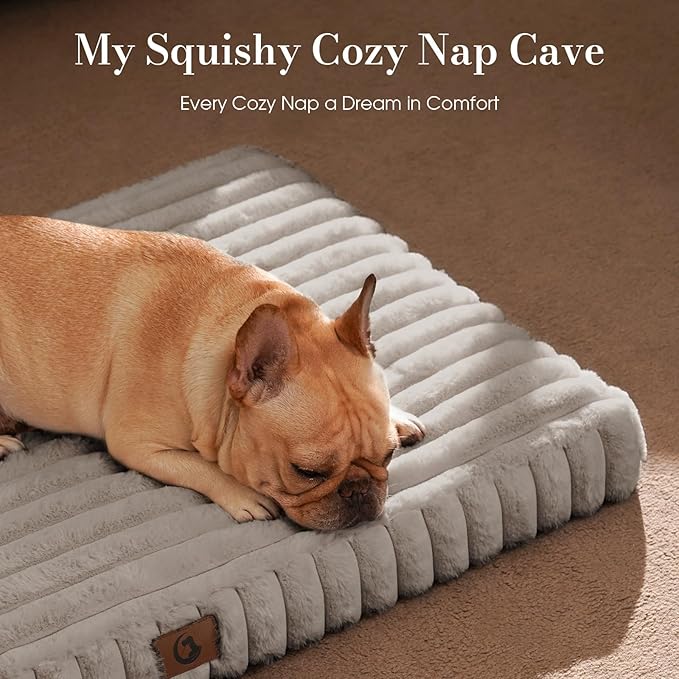 Dog Beds for Extra Large Sized Dog, Orthopedic Pet Bed with Waterproof Lining, Soft Short Plush Surface & Egg Crate Foam, Machine Washable Pet Mat with Removable Cover & Anti Slip Bottom