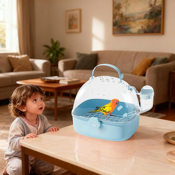 Hamster Carrier Cage - PVC Chinchilla Carrier Cage with Water Bottle - Pet Bird Carrying Supplies Spacious Design for Sparrow Macaws Conures Chinchillas Budgies Cockatiels Parakeet Hedgehog