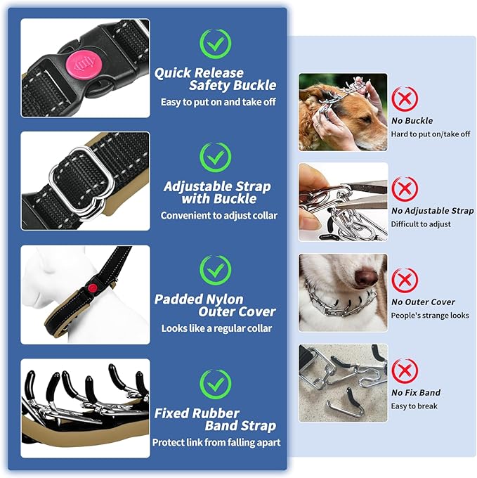 Martingale Collar for Dogs, Hidden No Pull Dog Collar with Buckle, Reflective Nylon Choke Collar Adjustable Limited Slip Collar for Large Medium Small Dogs Anti Pull Training Walking L Khaki