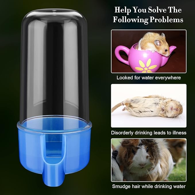 Weewooday 4 Pieces Automatic Bird Feeder Cage Water Dispenser Bird Water Feeder Hamster Cage Waterer Accessory Drinker Bottle for Hamster Parrot(Classic Style,Blue, White,200 ml)