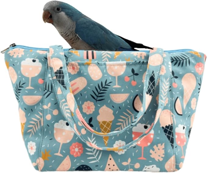 Warm Bird Carrier Bag for Winter Shoulder/Hand Bag Outdoor Portable Travel Carrier with Air Holes for Parakeets Lovebirds Conures Quarkes Caique (Blue,Medium)