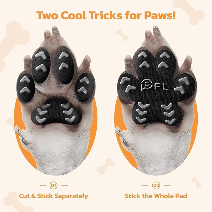 Non-Slip Dog Paw Protector Pads for Senior Dogs, Dog Paw Traction Stickers with Anti-Slip Rubber, Help Walk on Hardwood Floor, Blue 48pcs, M for 11-20lbs
