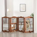 beeNbkks Freestanding Pet Gate with Cat Door, Dog Proof Cat Gate, Indoor Dog Gates for The House Doorways Stairs, Metal Mesh Wooden Small Animal Pet Barrier with Walk Through Door and Support Feet