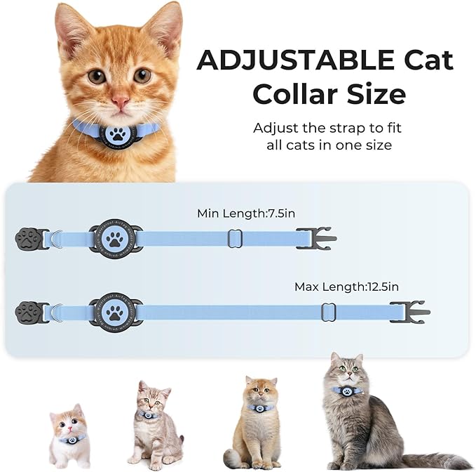 GPS Cat Tracker Collar(iOS & Android), Bluetooth Mini GPS Dog Tracker, Smart Pet Activity Tracker, No Monthly Fee, Work with Apple Find My & Google Find Hub, Finder Tag for Pets,Items 1 Pack Blue
