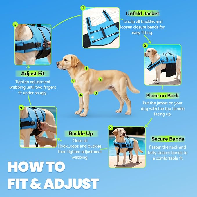 VIVAGLORY Rip Stop Dog Life Vest, Swimming Vest with Handle, Buoyancy for Doggy Puppy, Dog Life Jacket for Swimming & Boating, S, Bright Yellow