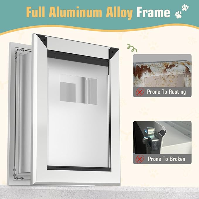 Extra Large Pet Door for Wall Dog Door, 2-Flap XLarge Doggie Door for Exterior Wall, Sliding Lock Panel, for Pets Up to 220 lbs.