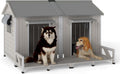 PetsCosset 59.4" L Large Dog House Outdoor & Indoor,Fir Wood Dog Kennel with Weatherproof Openable Asphalt Roof,Spacious Doghouse with Anti-Chewing Metal Edges for Small & Medium & Large Dogs,Grey