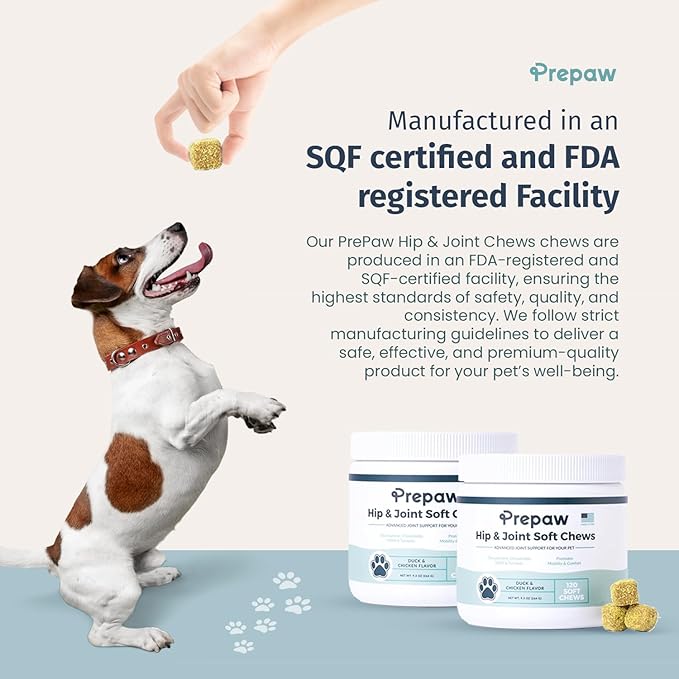 Hip & Joint Support for Dogs | Maximum Strength with Glucosamine, Chondroitin, MSM. Turmeric Root Powder - Relieves Arthritis Pain, Supports Cartilage & Hip Dysplasia - Made in USA - 120 Chews