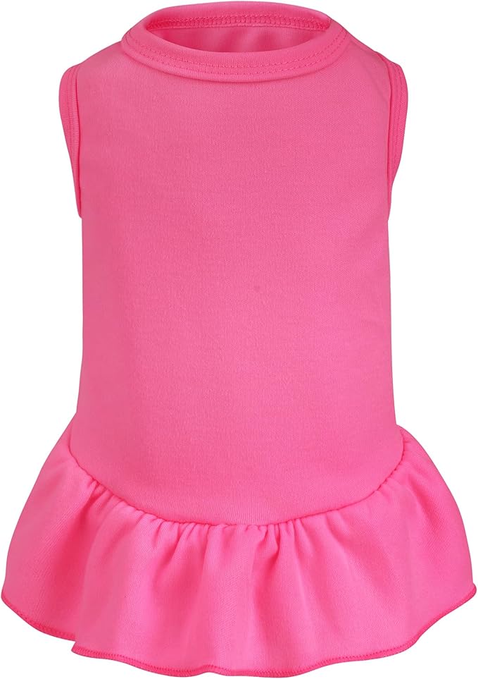 Dog Dresses Cat Skirt Solid Color Dog Clothes Summer Sleeveless Puppy Girl Clothes for Small Pet Dogs Cats (Rose Pink, Small)