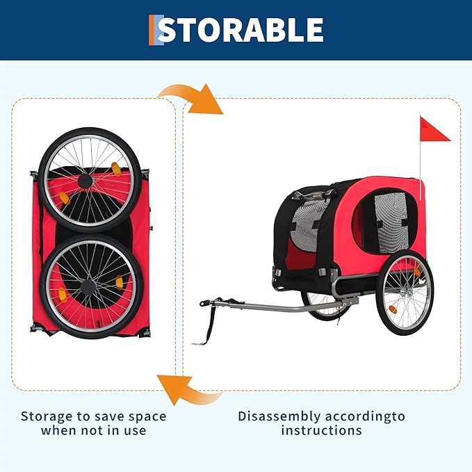 Bicycle Dog Carrier - 88Lbs Capacity Pet Bike Trailer with 19" Air Tires,Foldable Dog Trailer for Bike | with 600d Durable Waterproof Oxford Cloth | Universal Coupler | for Medium/Large Pets