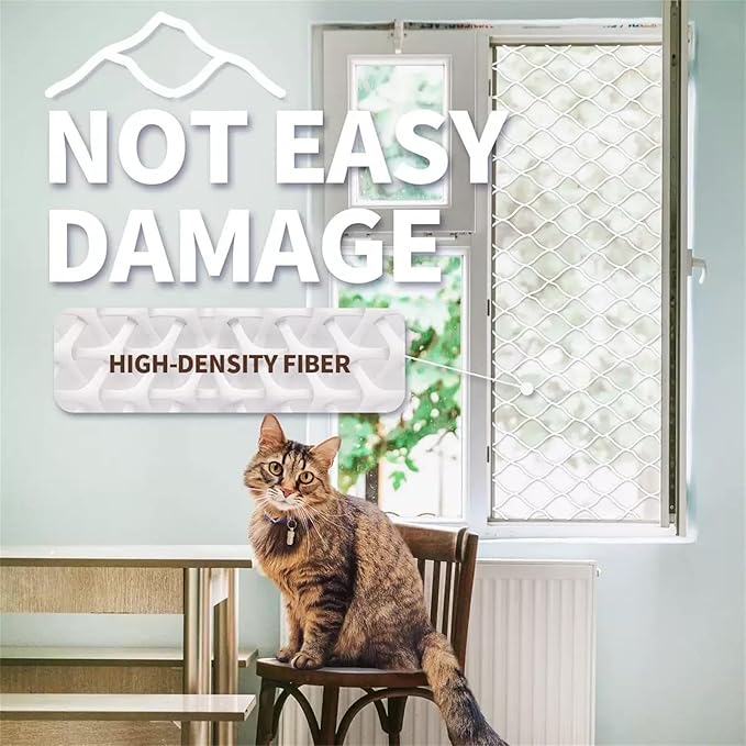 Balcony Screen for Pets,Cat Netting Balcony,Anti-Fall Pet Mesh Fence,Bite Tear Resistant,Dogs&Cat Safety Net for Balcony, Window, Stair, Patio,Anti Bird Netting for Garden/Balcony (6.56*10 ft)