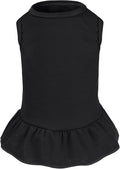 Dog Dresses Cat Skirt Solid Color Dog Clothes Summer Sleeveless Puppy Girl Clothes for Small Pet Dogs Cats (Black, Medium)