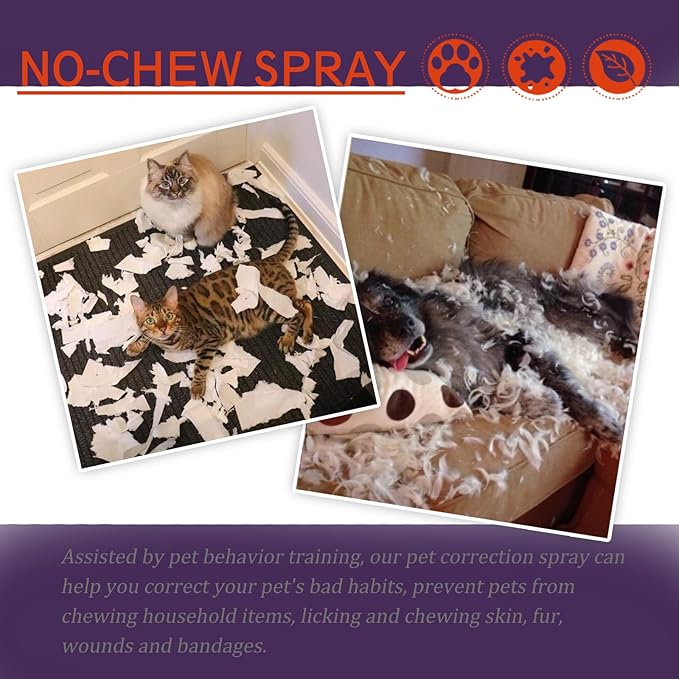 Cat Deterrent Spray - Natural Safe Cat Repellent Indoor and Outdoor, Cat Scratch Deterrent Training Aid for Stop Bad Behavior Like Scratching Furniture, Spraying & Biting - 8.46 oz