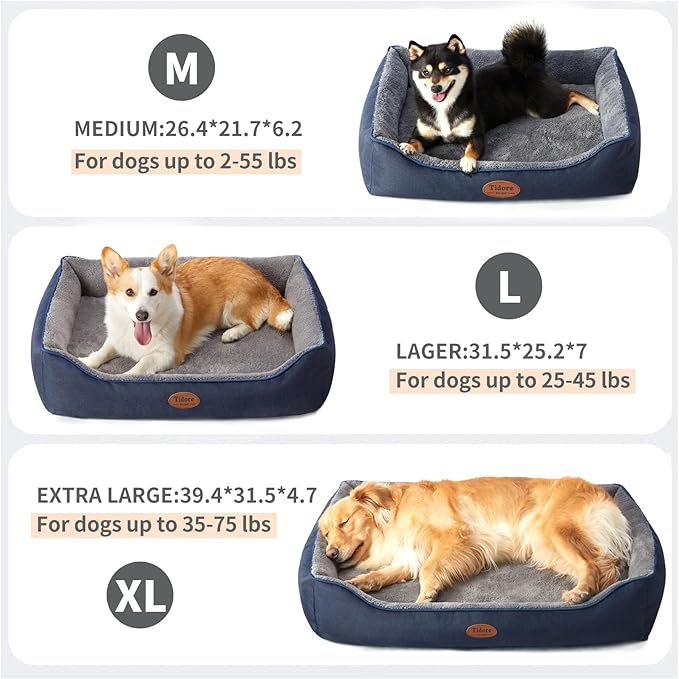 Orthopedic Dog Beds Medium Sized Dog, Durable Egg Crate Foam Sofa Dog Bed with Washable Removable Cover, Waterproof Lining, Pet Beds for Medium Dogs, Navy