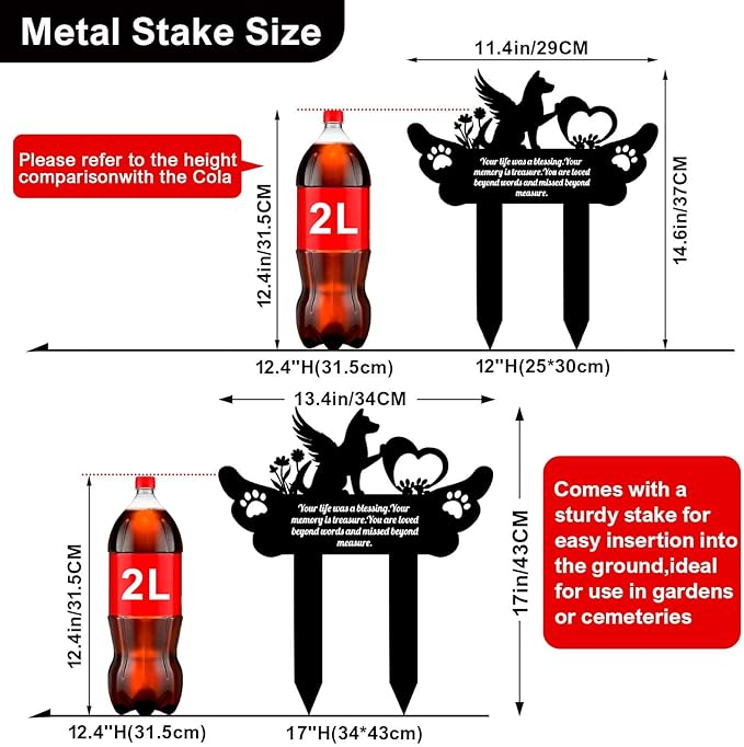 Pet Grave Markers,Metal Pet Headstone for Lost Dog Sympathy Gift,Waterproof Grave Markers for Garden or Indoor,Dog Tombstone Garden Memorial Stake (11.4in)