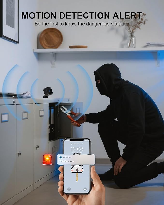 1080P HD Indoor Camera for Indoor Security with App Control Motion Detection & Night Vision Wireless WiFi Rechargeable Pet Camera for Home/Office 24/7 Cycle Save Video Only (1080P)