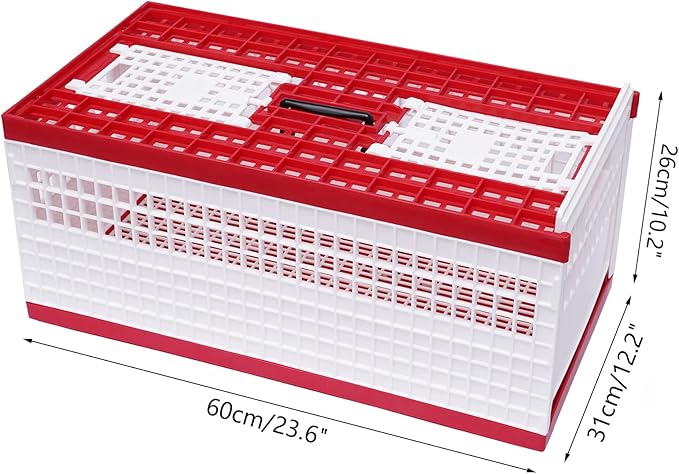 Pigeon Cage, Racing Pigeon Carrier Box Plastic Foldable Pigeon Cage with Handle Bird Training Basket Live Bird Shipping Boxes with 2 Side Doors 2 Top Doors for Training Release Competition