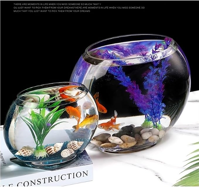 Aquariums Fish Bowl Creative Oval Glass Small Goldfish Fish Tank Home Desktop Decoration Transparent Glass Fish Tank Fish Tanks(Medium)