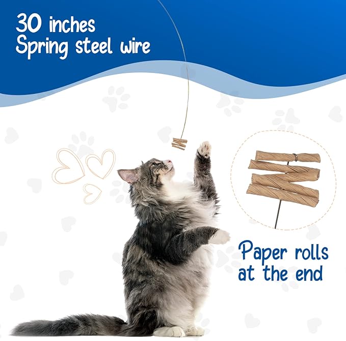 Cat Dancer Interactive Cat Toy - Fun and Fitness for Your Furry Friend - Engaging Paper Roll Attached with 30 Inches Flexible Spring Steel Wire for Playful Cats – 3 Pack