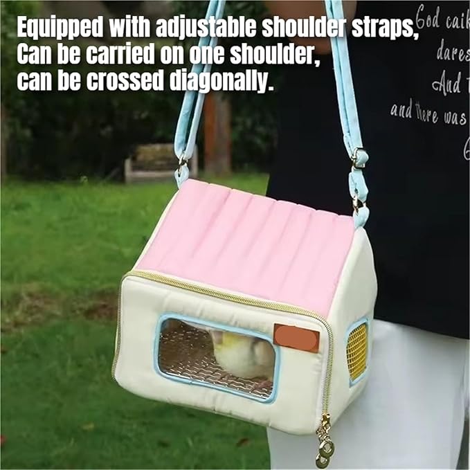 Bird Carrier Backpack - Breathable Sling for Small Pets Like Parrots, Hamsters, Hedgehogs, and Chipmunks(Pink)