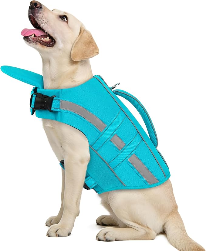 ASENKU Removable Front Float Dog Life Jacket, High Buoyancy Dog Life Vest with Reflective Strips & Rescue Handle for Swimming & Boating, Adjustable Life Jacket for Dogs(Blue 2XL)