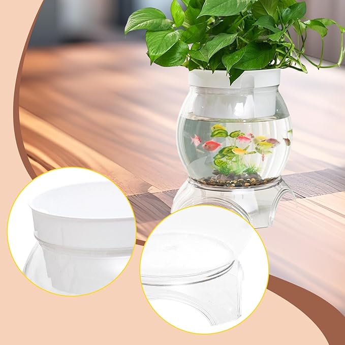 Desktop Fish Bowl Aquarium Hydroponic Planter Creative for Home Landscaping for Living Room with Stand Transparent 2 in 1, 20cmx26.2cm
