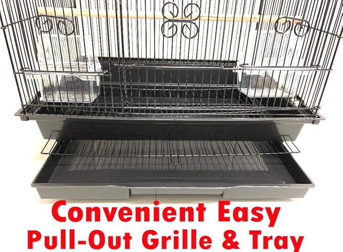 NEW Large Tall Canary Parakeet Cockatiel Lovebird Finch Bird Cage with Stand -18"x14"x60" (Black)