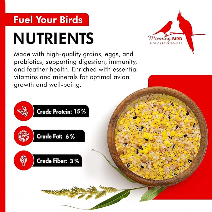 Morning Bird Eggfood 1.5 lbs – Protein-Rich Soft Food Food for Birds - High in Protein - Vitamins & Minerals – Supports Growth, Digestion & Feather Health – Ideal for Breeding Birds