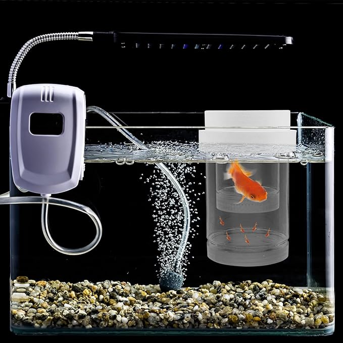Floating Guppy Breeding Box with Fine and Coarse Mesh Nets, Fish Hatchery Isolation Tank for Aquarium Fry Nursery and Shrimp Breeding, White Small and Medium Size Set