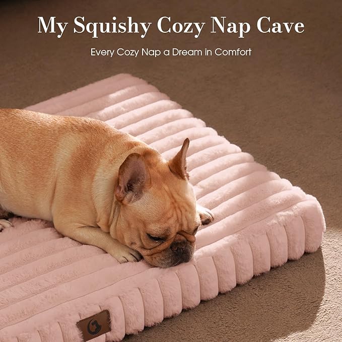Orthopedic Dog Bed Medium Size Dog, Pet Beds with Waterproof Lining, Soft Short Plush Surface & Egg Crate Foam, Machine Washable Pet Mat with Removable Cover & Anti Slip Bottom