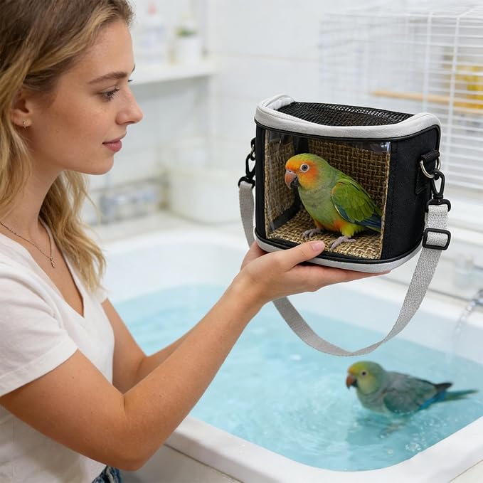 Lovebirds Carrying Bag - Clear Window Pouch, Parrot Travel Tote, Trainer Volunteer Gear, Animal Lover Accessory | Lightweight Lovebirds Carrying Bag with Transparent Window for Outdoor Short Trips