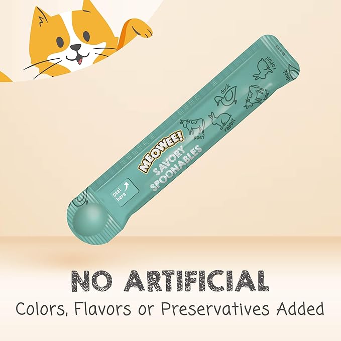 Savory Spoonables with Real Duck, Beef and Rabbit for Cats, 4 Count, Treat Your Cat to Triple Flavor Squeezable Lickable Wet Treats with Built-in Spoon for Less Mess (Pack of 2)