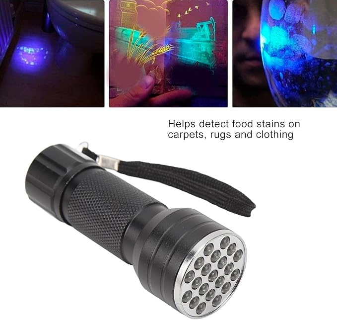 Dioche UV Flashlight Black Light, 21pcs Light Chips LED Pet Urine Detector Lamp for Dog,Cat Urine, Dry, Bed, Matching with Pet Odor, Wholesale Business