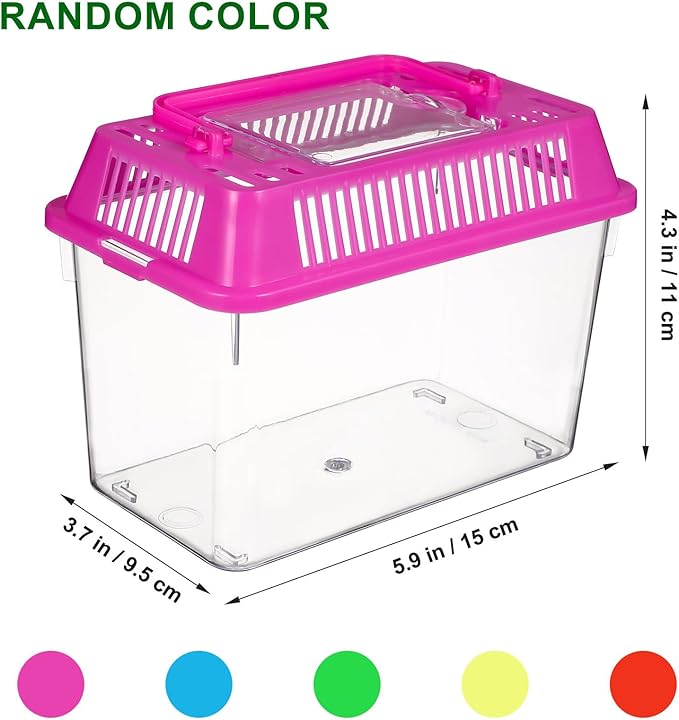 Angoily 4pcs Portable Turtle Tank 5. 9x4. 3x3. 7 Inch Plastic Handheld Fish Tanks Reptile Habitat Small Pet Aquarium with Handle for Travel and Home Use
