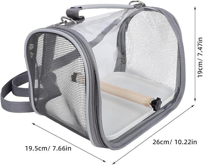 IMIKEYA Portable Bird Carrier Cage for Travel Small Gray Compact Bird Travel Cage with Wooden Perch for Parakeets Parrots and Lizards