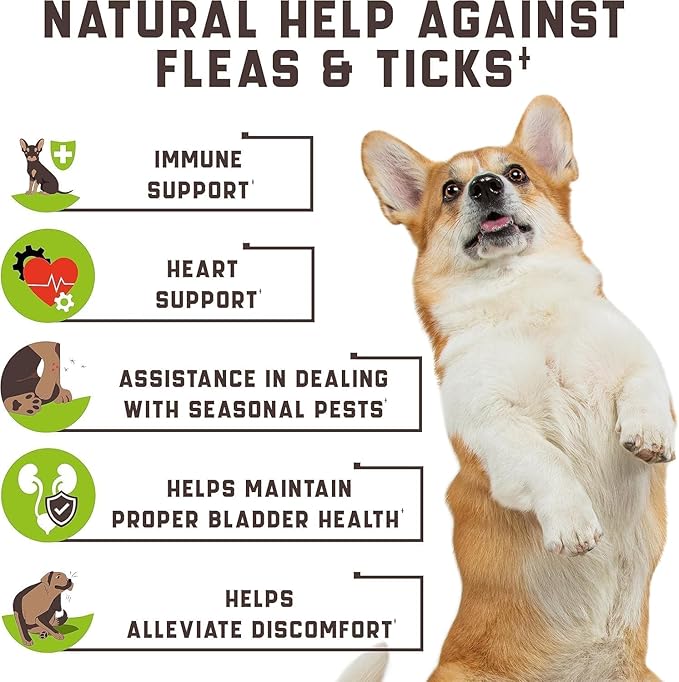 Flea & Tick Chewables for Dogs – Duck Flavored – 180 Soft Chews – Mess-Free Support – for All Breeds and Sizes