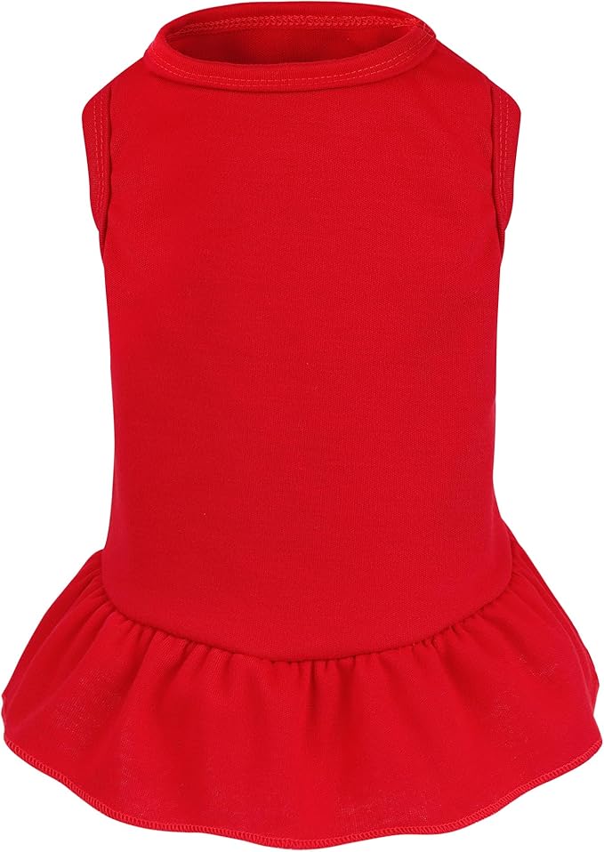 Dog Dresses Cat Skirt Solid Color Dog Clothes Summer Sleeveless Puppy Girl Clothes for Small Pet Dogs Cats (Red, Small)