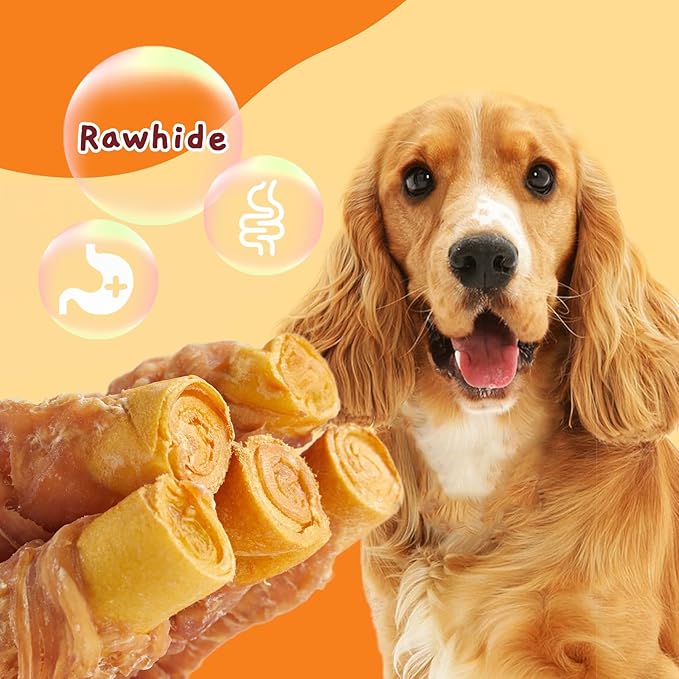 Jungle Calling Dog Treats Smoked Chicken Wrapped Rawhide Rolls, High Protein Dog Chews, Rawhide Chews for Medium and Large Dogs, 10.6 Oz, About 10 Count